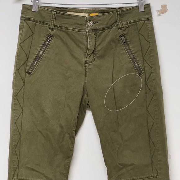 Anthropologie Pilcro Olive Green Zipper Ankle Skinny Moto Pants 8 - Picture 2 of 6